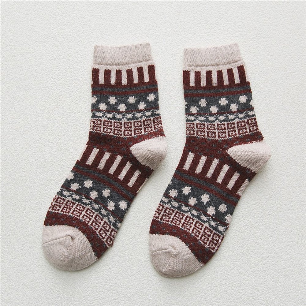 Womens 5 Pairs Vintage Style Thick Crew Socks - Picture 16 of 16